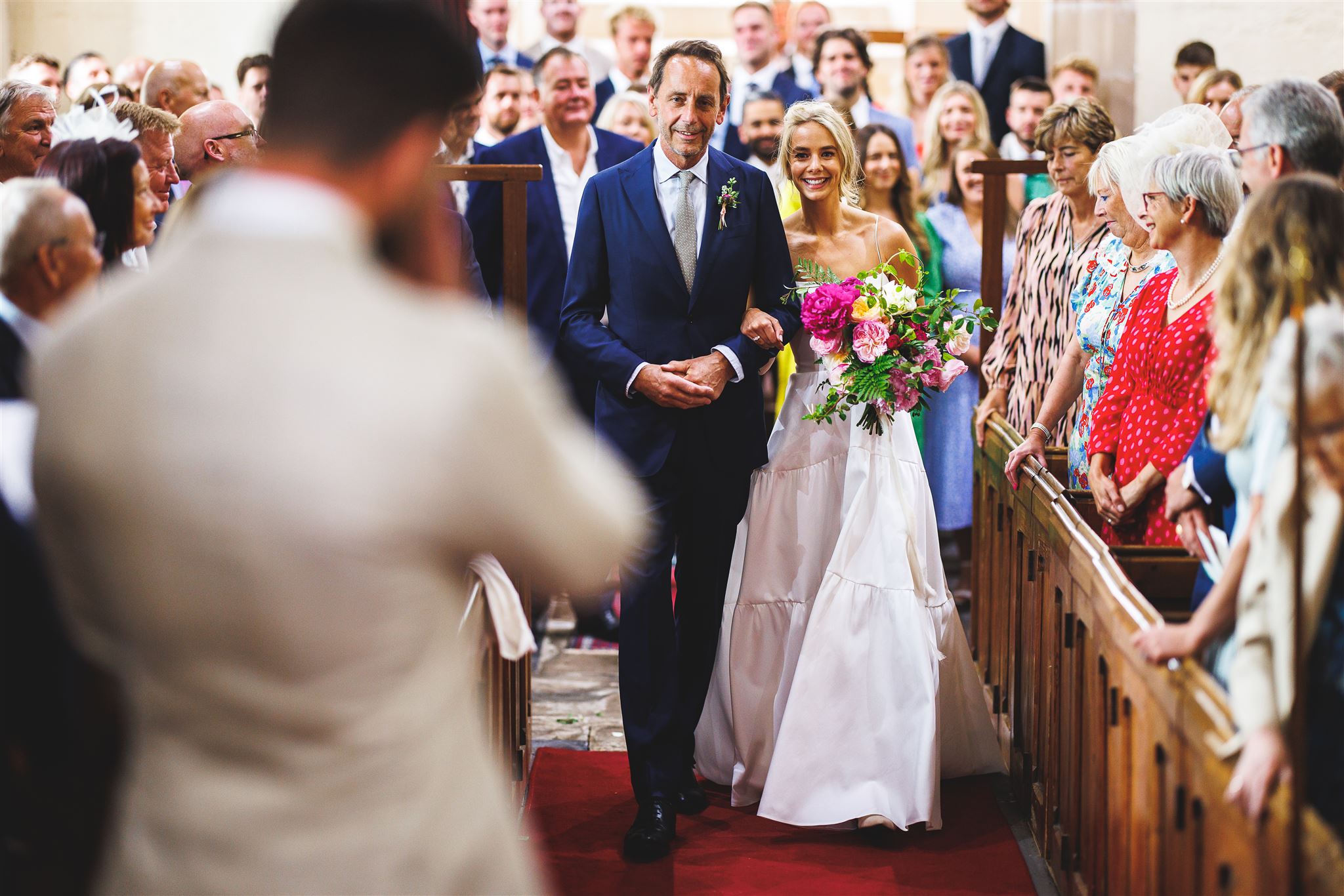 Bride walking up the aisle at Paunley Court. Wedding Photography, Pauntley Court.